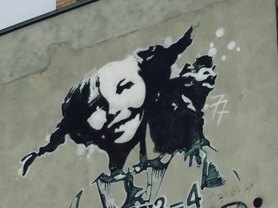 Streetart in Leipzig: Ein Stencil mit Pippi Lamgstrumpf